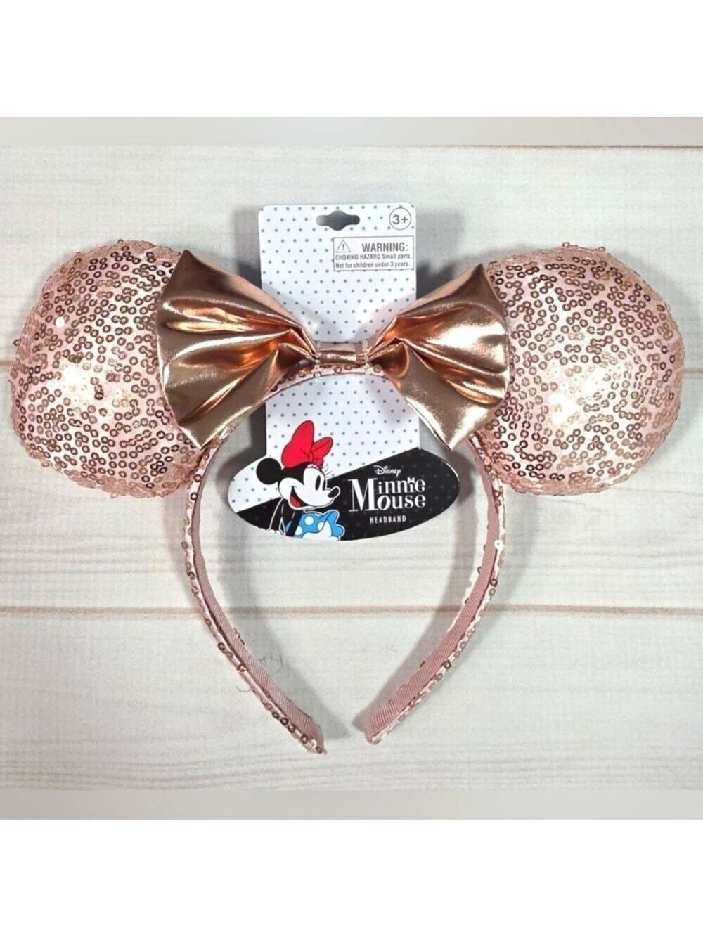 Disney Parks Minnie Mouse Rose Gold Sequin Ear Headband - NWT